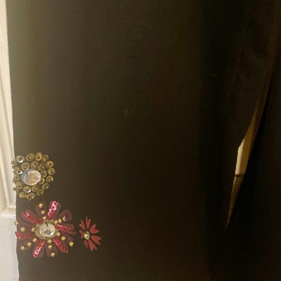 DOUBLE D RANCH Black Red Blue EMBROIDERED FLOWERS SEQUINS BEADS Knit DRESS XS! - Picture 8 of 9